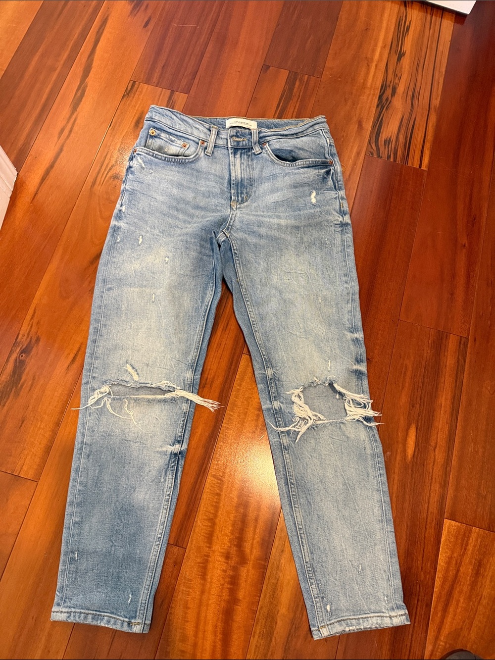 Zara Light Blue Distressed Boyfriend Jeans